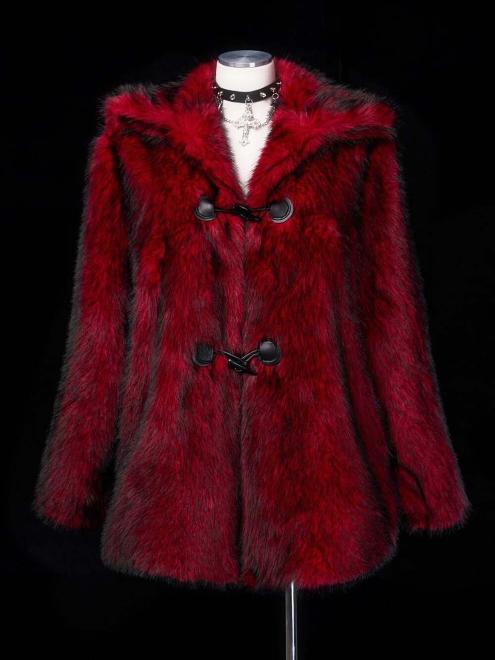 Burgundy Party Women's Plus Size Loose Faux Fur Jacket - Picture 3 of 8